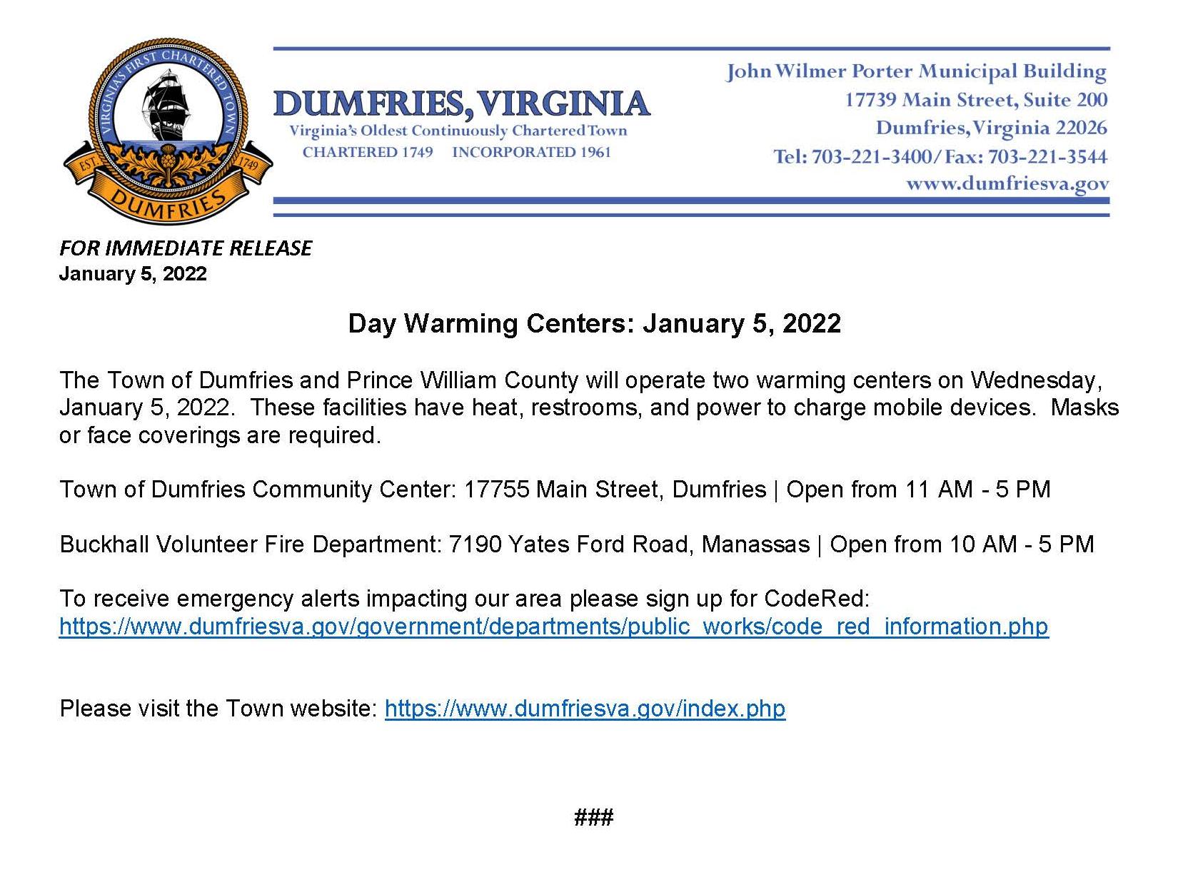 Day Warming Centers January 5 2022 - Copy